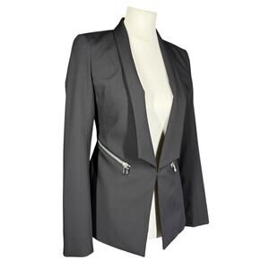 Veronica Beard Textured Tailored Exposed Zipper Black Blazer Jacket Size 0